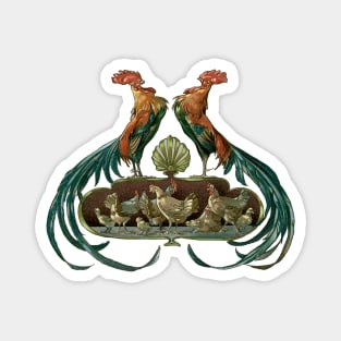 Vintage Roosters and Chickens Magnet