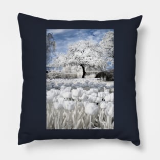 Tree in Tulip Field Pillow