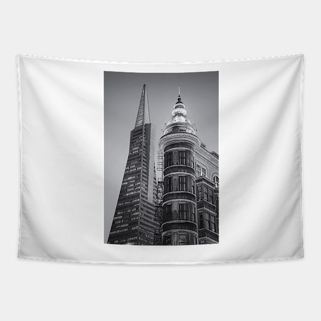 Columbus and Transamerica Towers B+W Tapestry by jforno