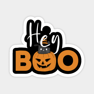 Hey Boo Cute Pumpkin Cat Magnet