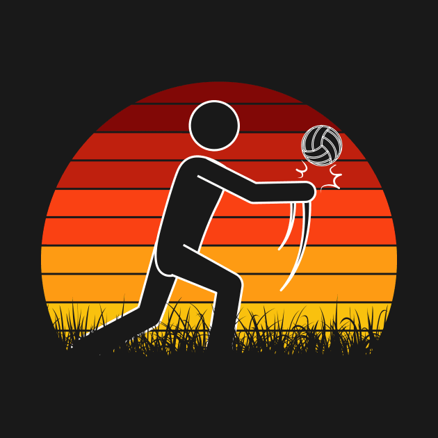 Travel back in time with beach volleyball - Retro Sunsets shirt featuring a player! by Gomqes