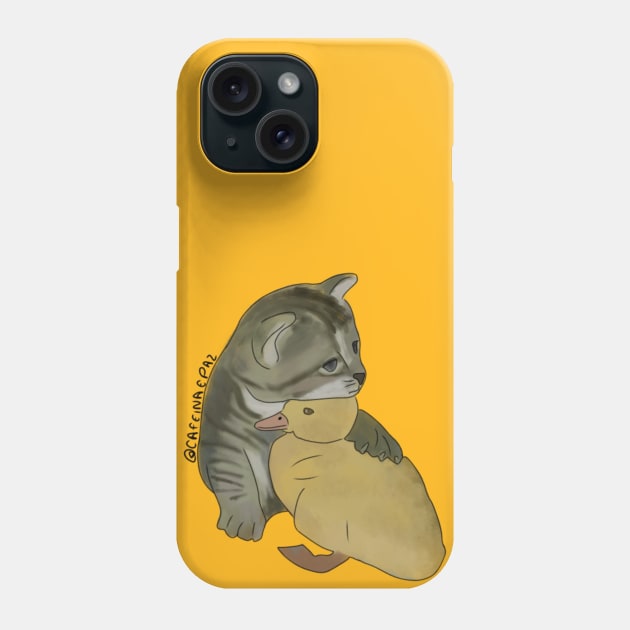 hug cat and duck  / Phone Case by caffeineandpeace