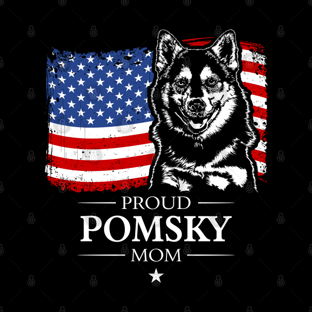 Proud Pomsky Mom American Flag patriotic dog by wilsigns