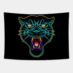 panter head blue Tapestry