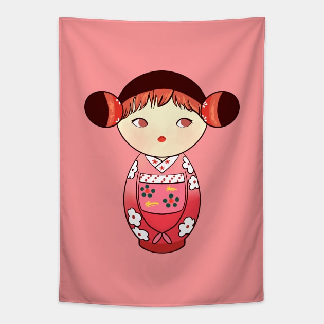 Cute kokeshi doll Tapestry by Mimie20