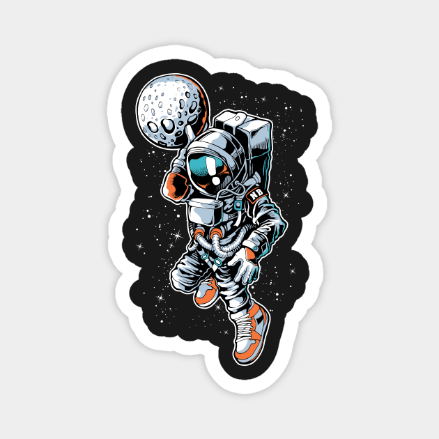 Astronaut Dunking Moon Funny Basketball Art Magnet by Evoke Collective