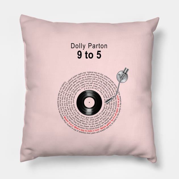 9 TO 5 LYRICS ILUSTRATIONS Pillow by Vansa Design