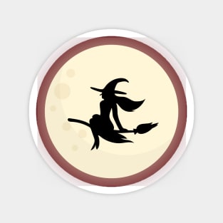 Flying Witch Moon Background Magnet