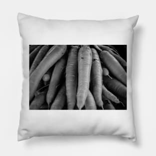 Carrots Black and White Pillow