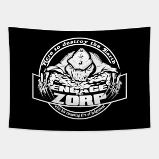 Engage With Zorp (White) Tapestry