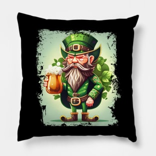 Leprechaun with Beer St Patricks- Irish St Patrick's Day T-Shirt Pillow