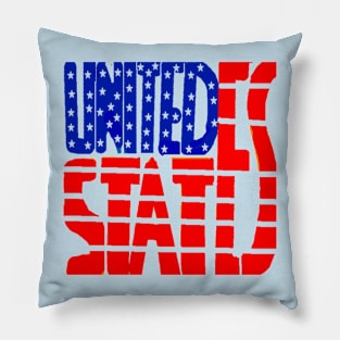 Flag USA Illustration on Light Blue Background Pillow