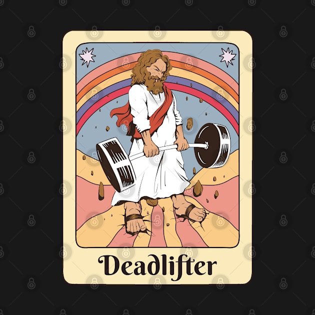 Jesus Tarot Card Funny Gym Deadlifts Workout Retro by USProudness