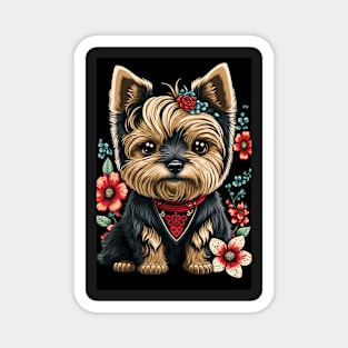 Super Cute Yorkshire Terrier Puppy Portrait Magnet