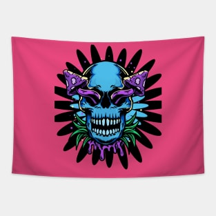 spooky floral skull Tapestry