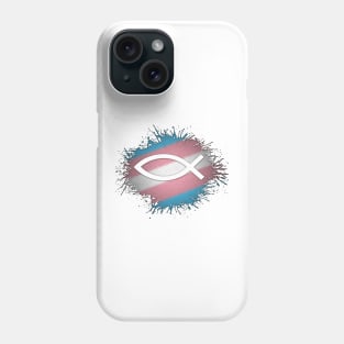 Paint Splatter Transgender Pride Flag Fish Symbol Phone Case