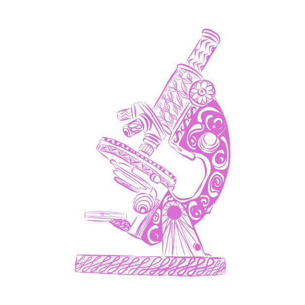Scientific Microscope Line Drawing (Pink) by littlecurlew