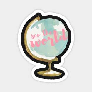 See the World Watercolor Globe Magnet