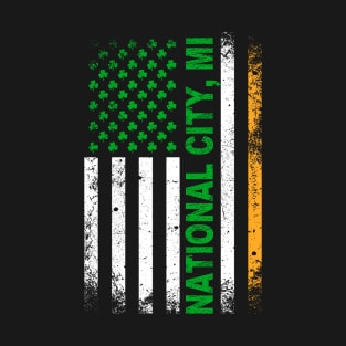 Irish American Flag NATIONAL CITY, MI T-Shirt