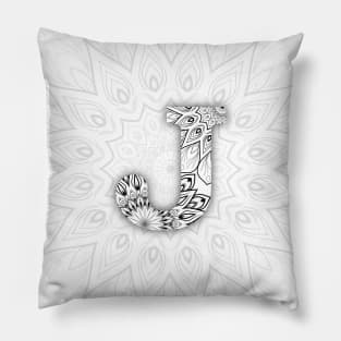 'J' Intricate Pattern Pillow