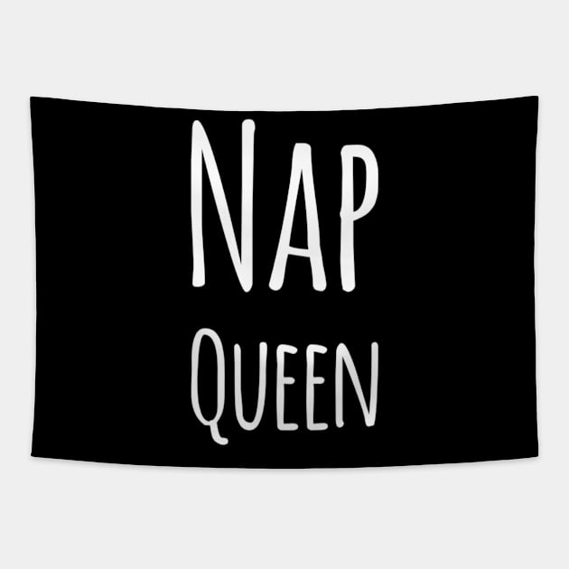 Nap Lover Nap Queen Handwritten White Typography Tapestry by Inspire Enclave