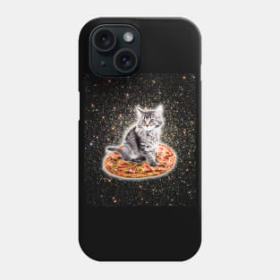 Galaxy Kitty Cat Riding Pizza In Space Phone Case