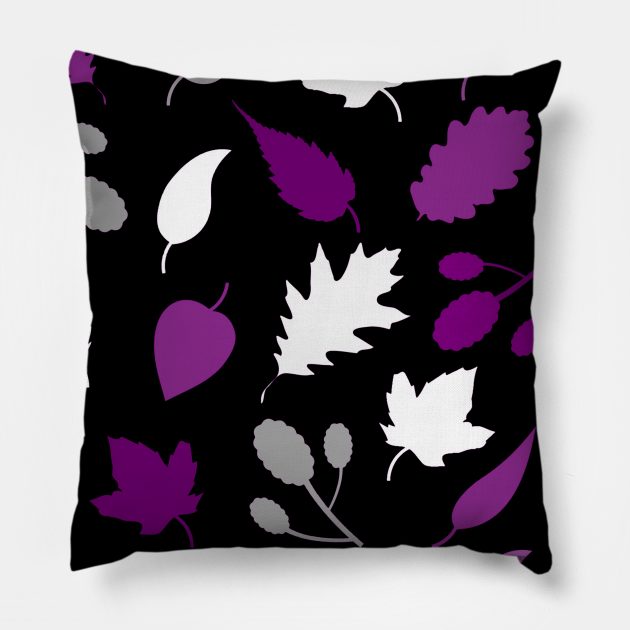 Asexual Pride Autumn Leaves Pattern Pillow by VernenInk