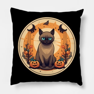 Burmese Cat Halloween, Cat Lover Pillow