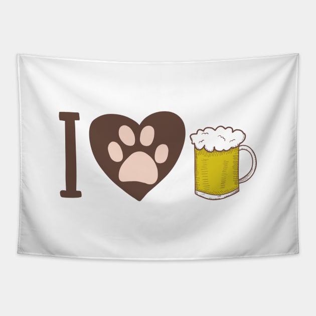 I love dogs and beer Tapestry by GULSENGUNEL