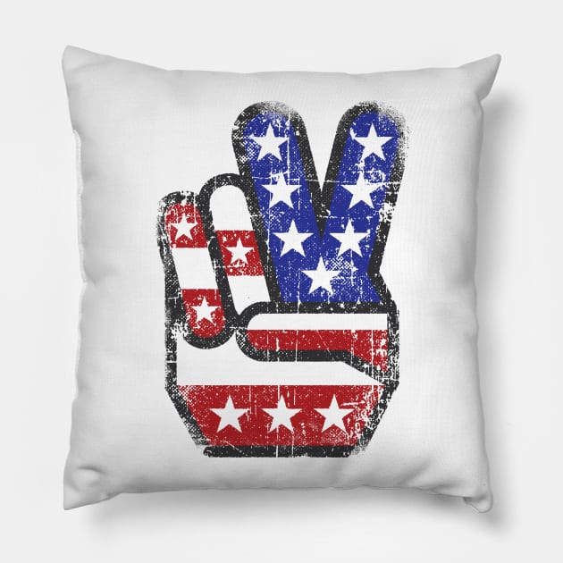 Peace Sign Fingers Pillow by artbitz