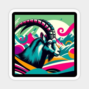 Mountain Majesty - Pop Art Alpine Ibex Magnet