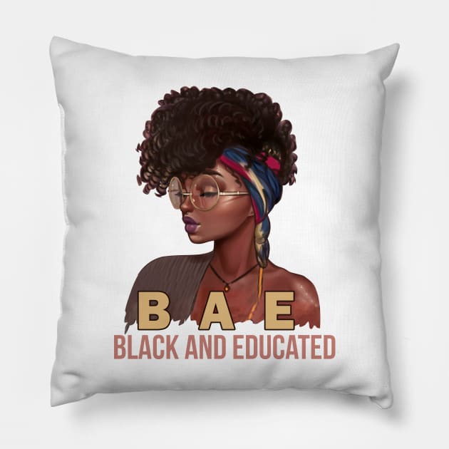 Black Womens BAE Black And Educated gift Funny Black Queen Pillow by HomerNewbergereq