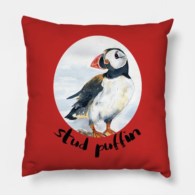 stud puffin Pillow by The Art Aroma