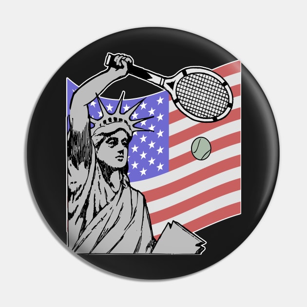 Statue of Liberty USA Tennis  American Flag Pin by Redmanrooster