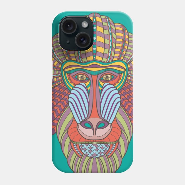 Tribal Baboon Illustration Phone Case by Digster