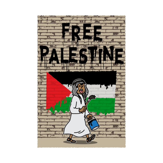 Free Palestine Graffiti Boy by Daribo