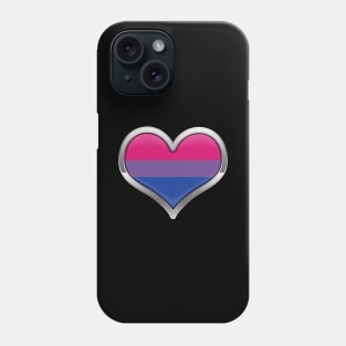 Large Bisexual Pride Flag Colored Heart with Chrome Frame. Phone Case