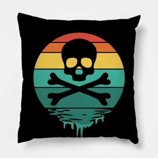 Vintage Sunset Skull and Cross Bones Pillow