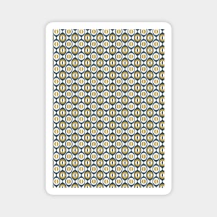 Navy, Mustard, White, Retro Geo Pattern Magnet