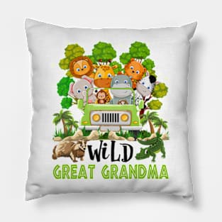 Great Grandma Of The Wild One Animal 1st Birthday Pillow