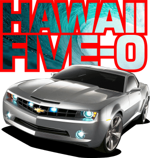 Hawaii Five-O SILVER CAMARO Red Outline Magnet