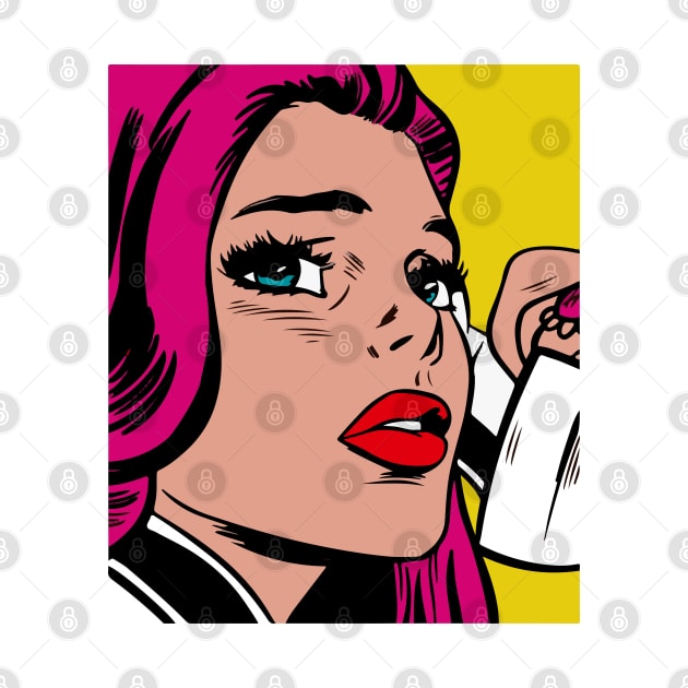 Retro girl on the phone by Print&fun