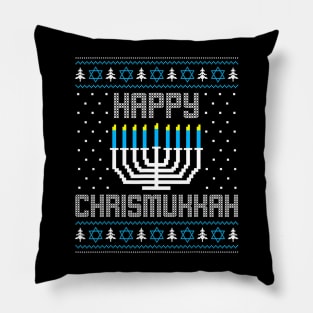 Happy Chrismukkah Menorah Ugly Christmas Hanukkah Pillow