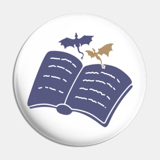 Blue fantasy book with flying dragons (blue and golden) for fantasy readers Pin