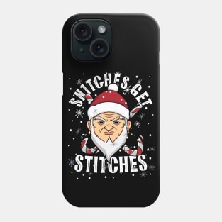 Funny Snitches Get Stitches Santa Elf Xmas Hat Humor Matching Phone Case