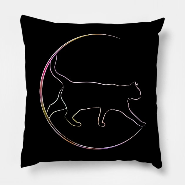 Cat Pet Domestic Life Chrome Graphic Pillow by Cubebox