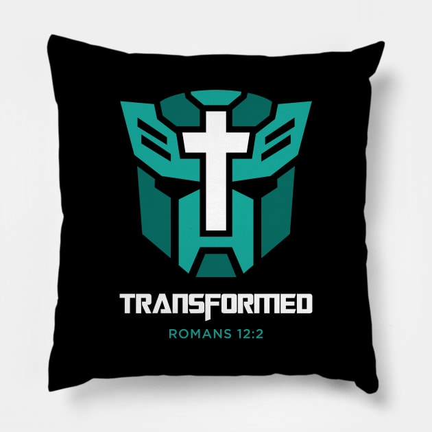 transformed romans 12 2 mint Pillow by societee28