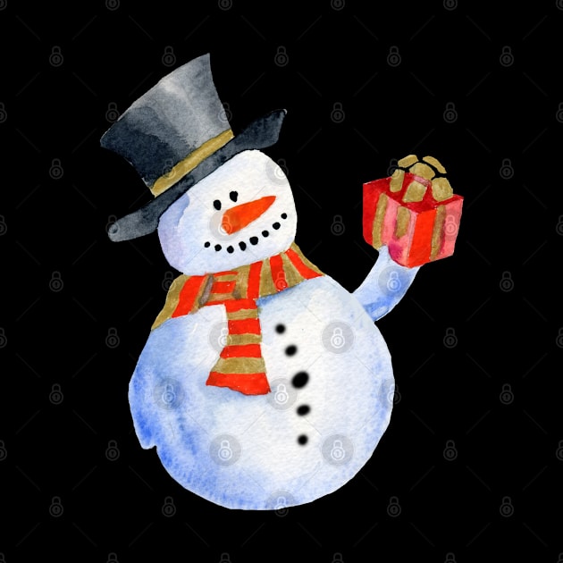 Snowman with a gift by Irina_Reznikova