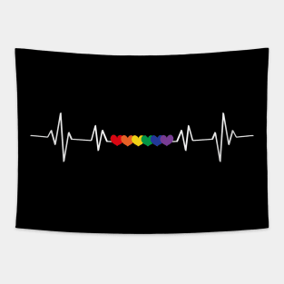 LGBTQ+ Heartbeat Pride - Love Pulse Graphic Tapestry