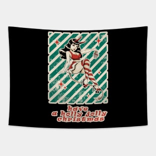 Retro Pin Up xmas Girl Have a Holly Jolly Christmas Tapestry